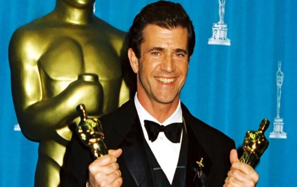 Mel Gibson in his younger days. The receding hairline is already noticeable. (ctto Bei/Rex/Shutterstock at golderby.com)